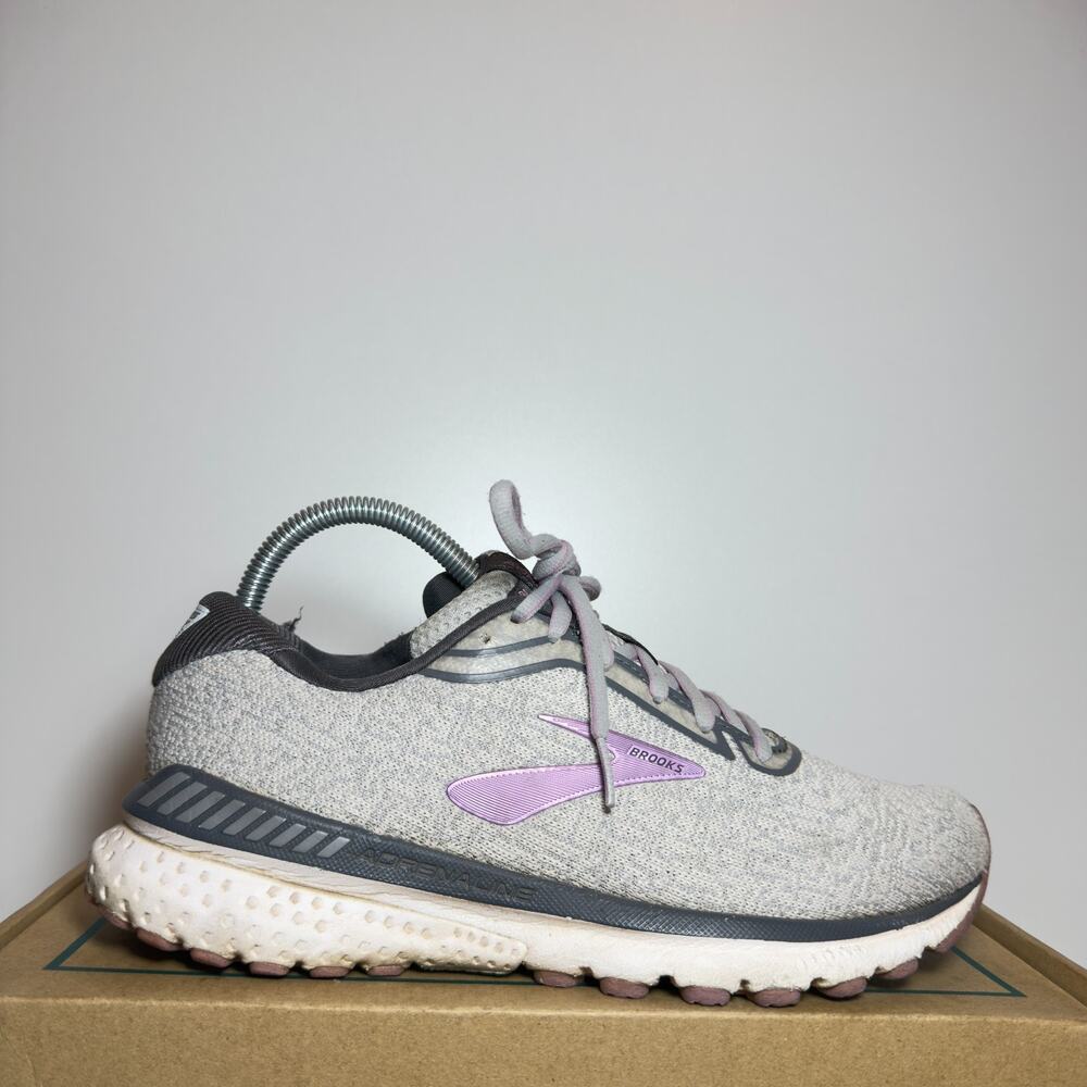 Brooks Adrenaline GTS 20 Womens Running Shoes Size 8.5 Gray Purple Sneaker Mesh